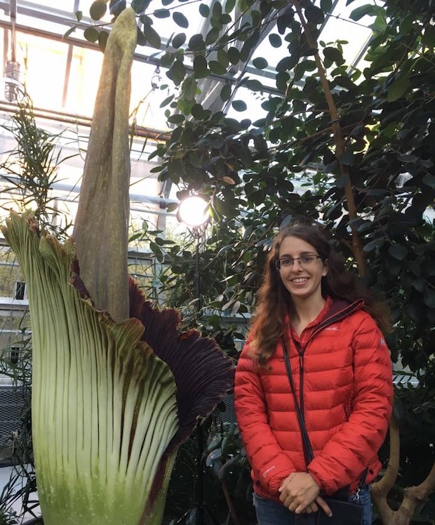 Zoe with a corpse flower